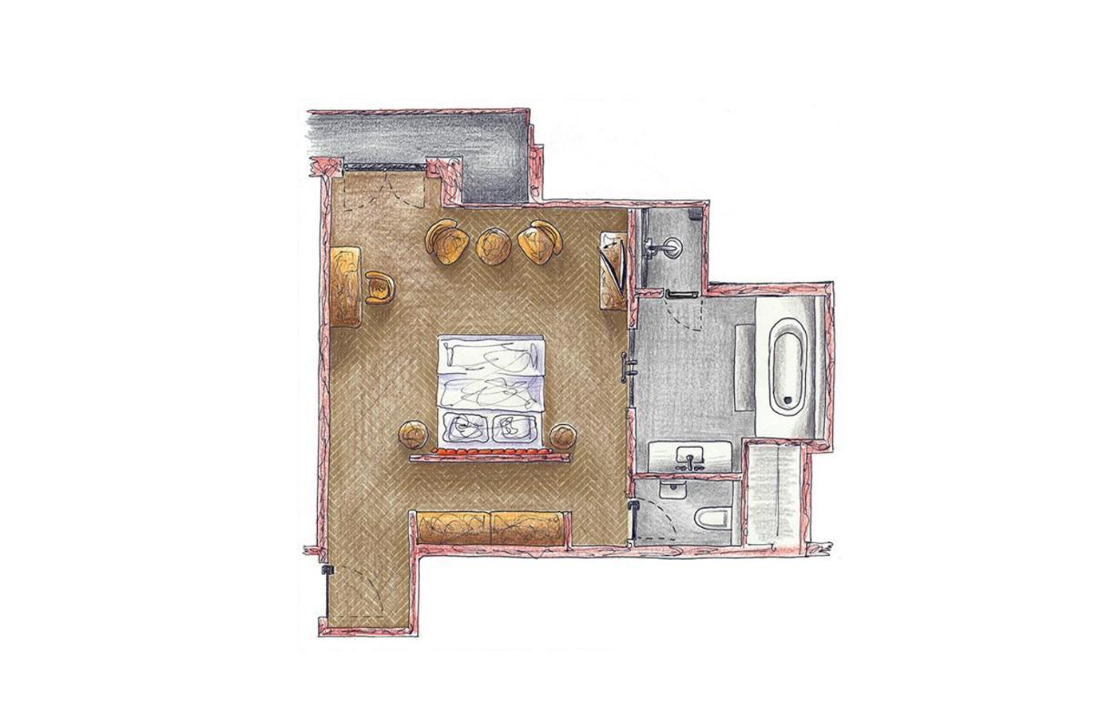 Das James Flensburg Bagian luar foto Floorplan of a typical studio apartment